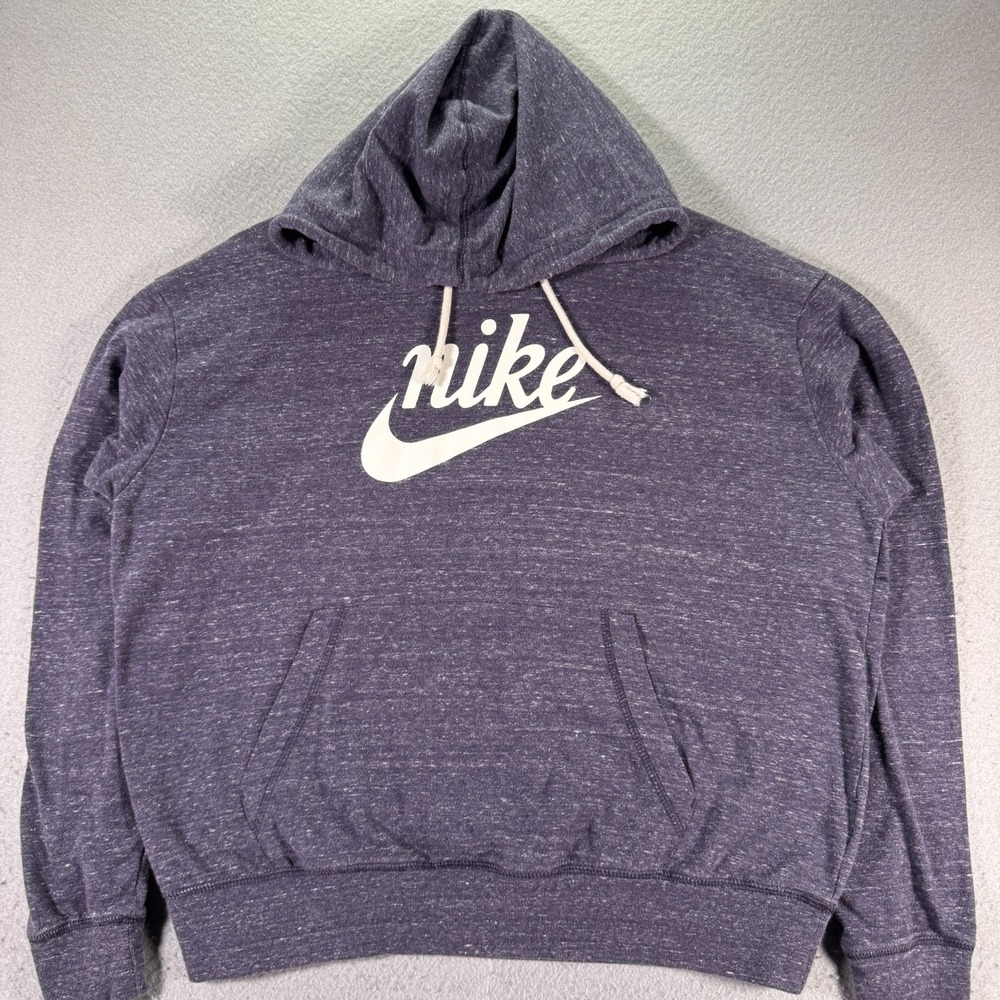 Nike Hoodie Sweatshirt Womens Large Purple Center Swoosh Fleece Sportswear